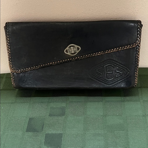Vintage Black Leather Clutch - Picture 1 of 11